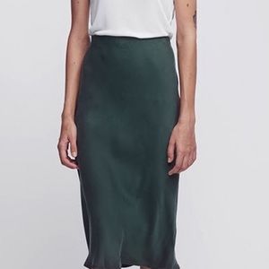 hunter green silk slip skirt . SOLD!